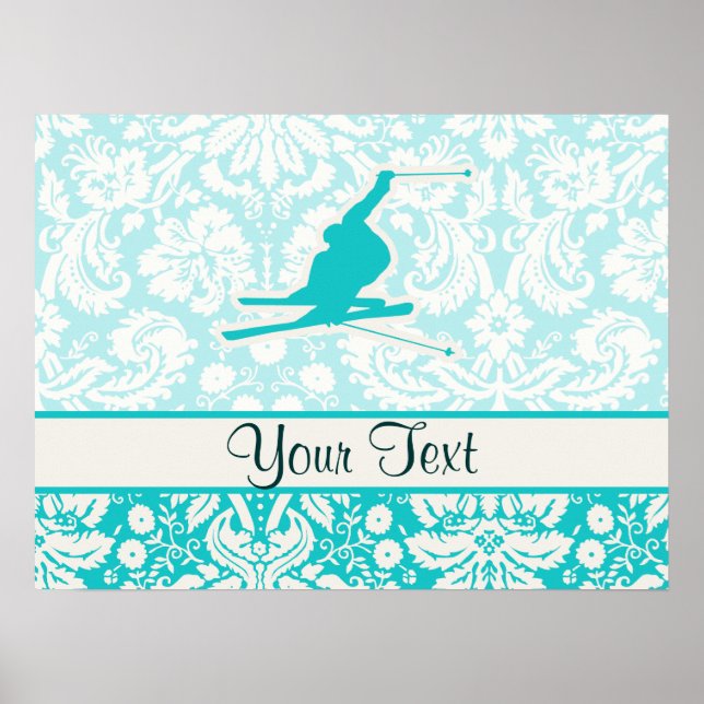 Teal Snow Skiing Poster (Front)