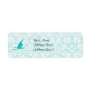 Teal Snow Skiing Return Address Label