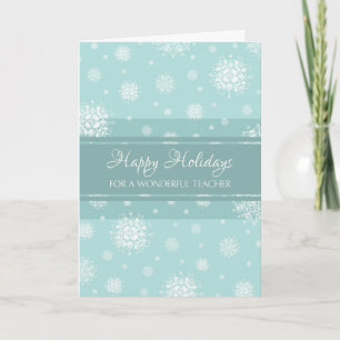 Teal Snow Teacher Happy Holidays Christmas Card