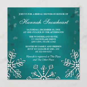 TEAL SNOWFLAKE  BRIDAL SHOWER INVITATION