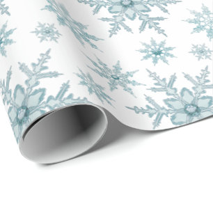Teal Snowflake Christmas Pattern Gift Wrap