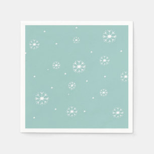 Teal Snowflake Paper Cocktail Napkins