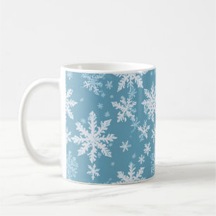 Teal Snowflake Pattern Coffee Mug