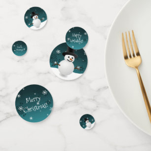 Teal Snowman Winter Scene Christmas Confetti