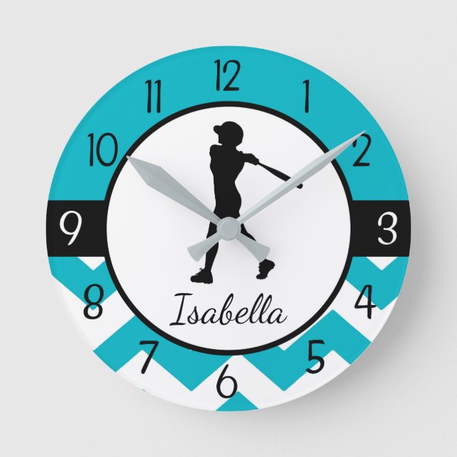 Teal Softball Wall Clock (Front)