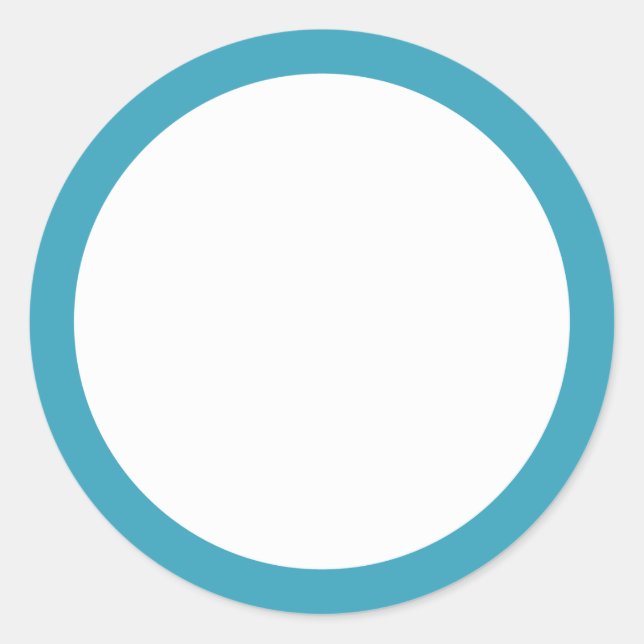 Teal solid colour border blank classic round sticker (Front)