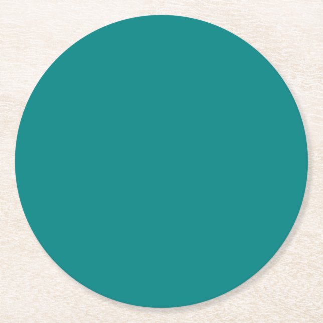 Teal Solid Colour | Classic | Elegant Round Paper Coaster (Front)