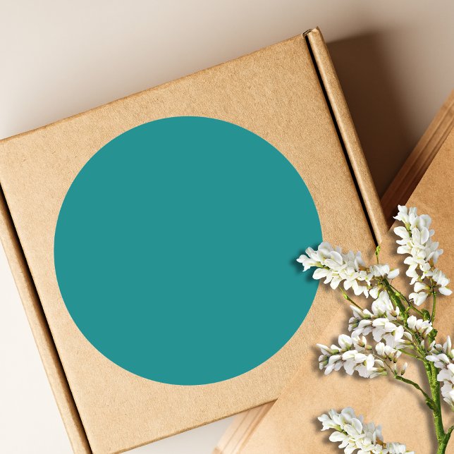 Teal Solid Colour | Classic | Elegant Round Sticker (Creator Uploaded)