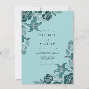 Teal Sophisticated Coastal Wedding Invitation