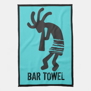 Teal Southwestern Kokopelli Bar Towel 