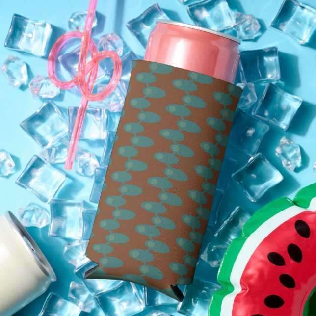 Teal Spaceships  Seltzer Can Cooler (In Situ Summer)