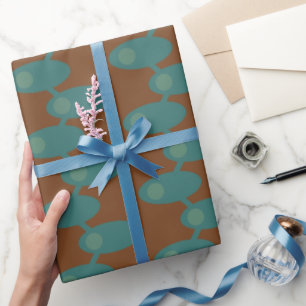 Teal Spaceships Wrapping Paper