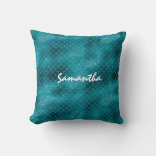 Teal Sparkle Mermaid personalised Cushion