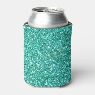 Teal sparkling glitter pattern           can cooler