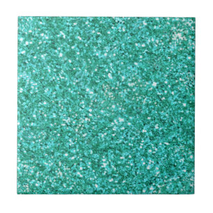 Teal sparkling glitter pattern    ceramic tile