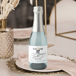 Teal Sparkling Wine Bridal Shower Mini Sparkling W Label