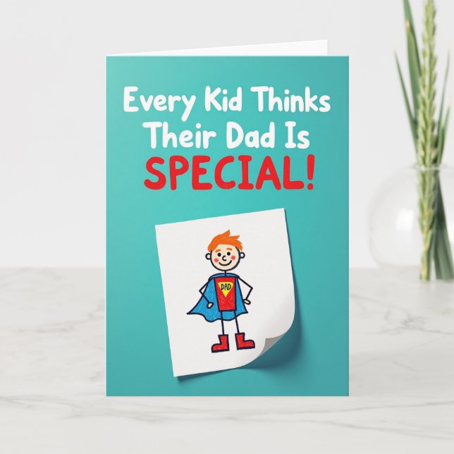 Teal Special Dad Drawing Card (Front)
