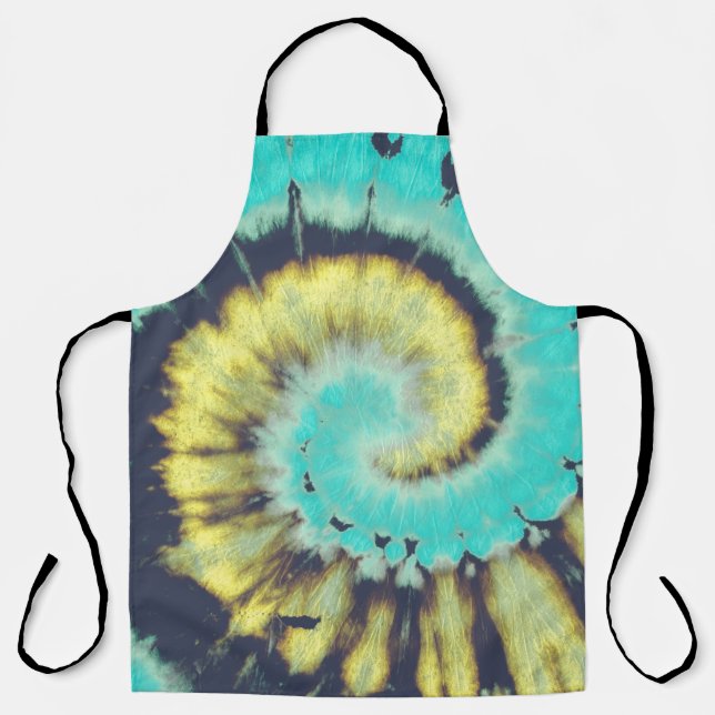 Teal Spiral: Grunge Hippie Texture. Apron (Front)