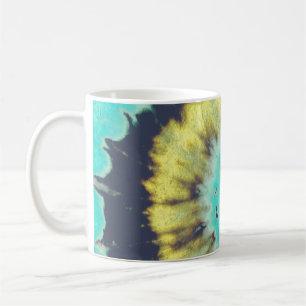 Teal Spiral: Grunge Hippie Texture. Coffee Mug