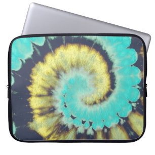 Teal Spiral: Grunge Hippie Texture. Laptop Sleeve