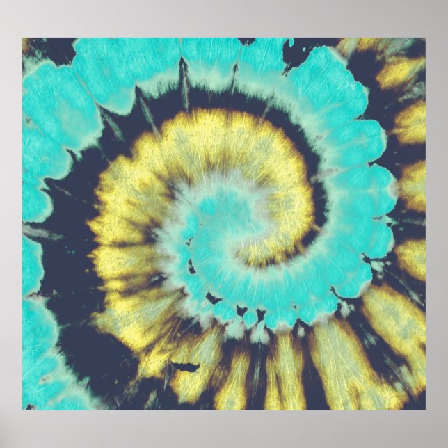 Teal Spiral: Grunge Hippie Texture. Poster (Front)
