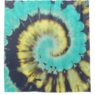 Teal Spiral: Grunge Hippie Texture. Shower Curtain