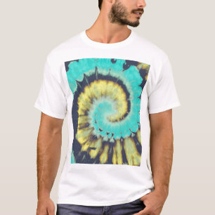 Teal Spiral: Grunge Hippie Texture. T-Shirt