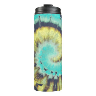 Teal Spiral: Grunge Hippie Texture. Thermal Tumbler