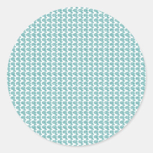 Teal Spiral Pattern Round Stickers