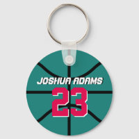 Teal Sports Team Athletes Basketball Keychain