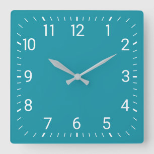 Teal Square Wall Clock