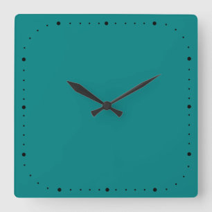 Teal Square Wall Clock With Without Numbers
