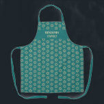 Teal STAR OF DAVID Personalised Apron<br><div class="desc">Stylish, modern teal personalised all-over print apron with Star of David pattern that would make an ideal gift for Mother's Day, Birthdays, and for the Jewish festivals throughout the year, such as Rosh Hashanah, Purim, Hanukkah, Passover, etc. The design shows a TEAL GREEN background colour with placeholder name, which is...</div>