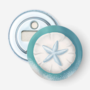 Teal Starfish and Sand Dollar Beachy Bottle Opener