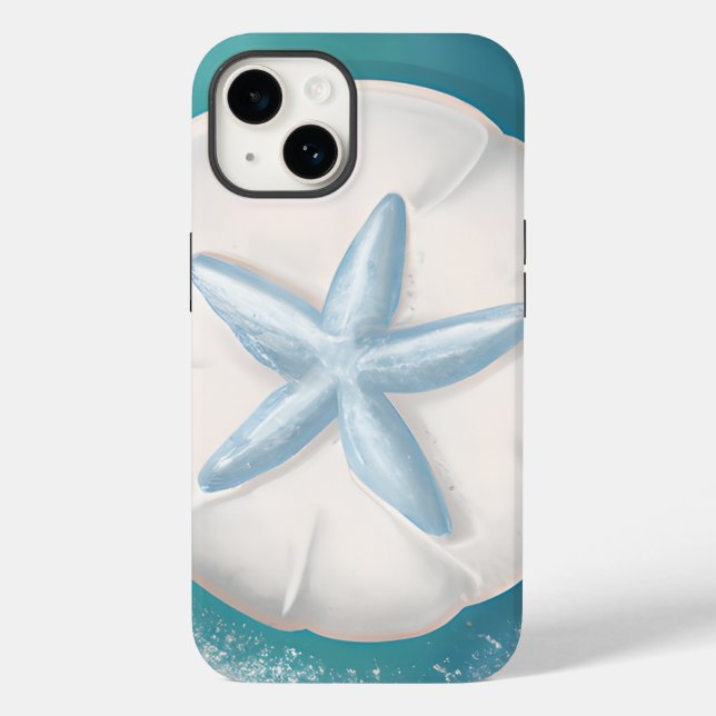 Teal Starfish and Sand Dollar Beachy  Case-Mate iPhone Case (Back)