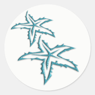 Teal Starfish Classic Round Sticker