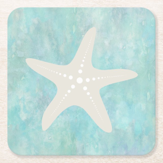 Teal Starfish Coasters (Front)