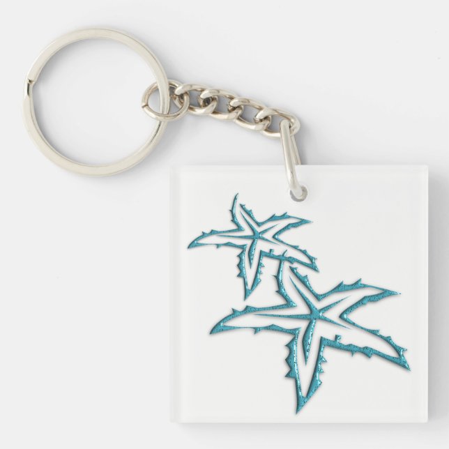 Teal Starfish Key Ring (Front)