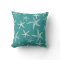 Teal Starfish Pattern Throw Pillow