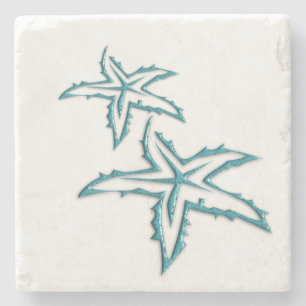 Teal Starfish Stone Coaster