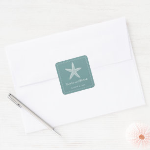Teal Starfish Wedding Stickers