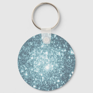 Teal Stars Key Ring
