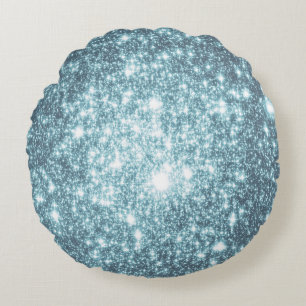 Teal Stars Round Pillow