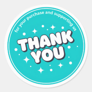 Teal Stars Thank You Business Sticker
