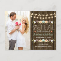 Teal String of Lights Fall Rustic Save the Date