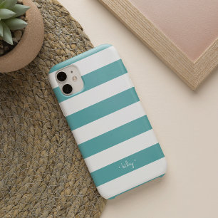 Teal Stripe Personalised iPhone 13 Case