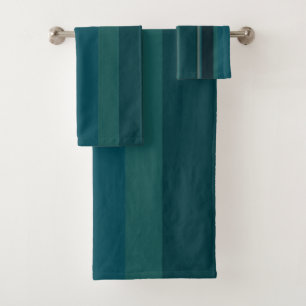 Teal Stripes Bath Towel Set
