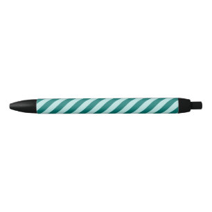 Teal Stripes Black Ink Pen