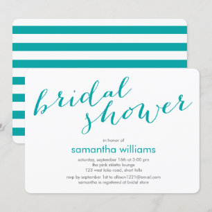 Teal Stripes Bridal Shower Invitation