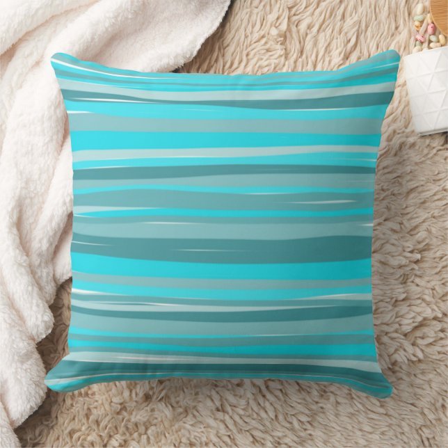 Teal Stripes  Cushion (Blanket)